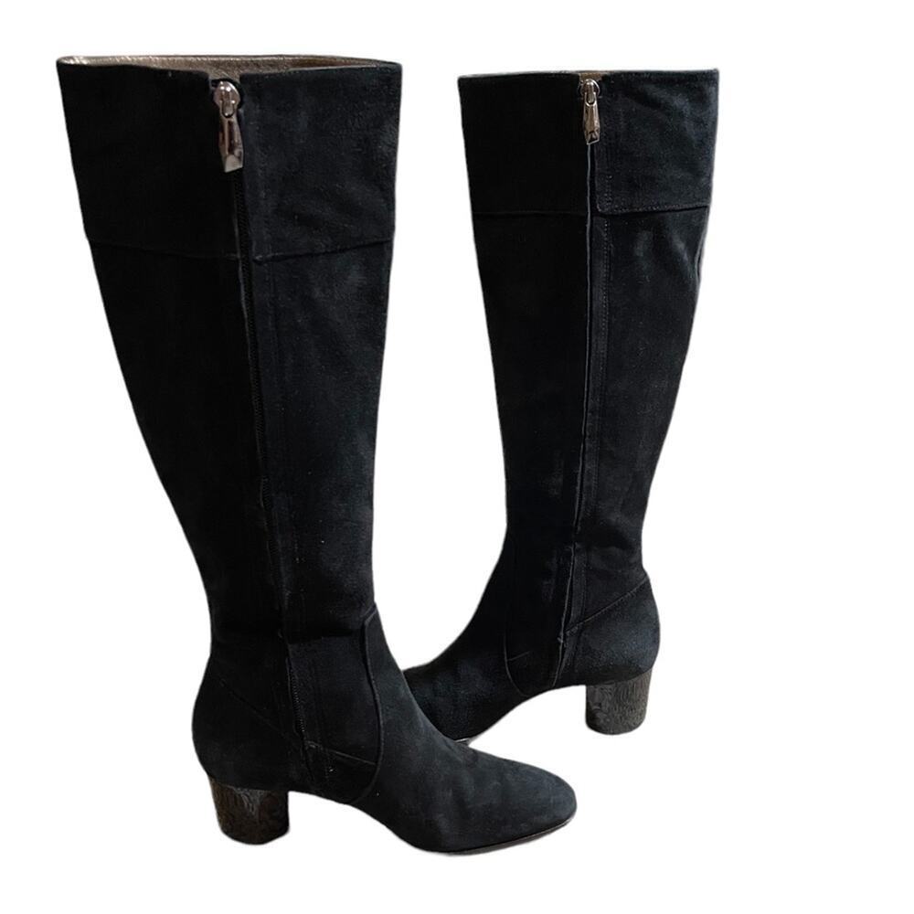 Diane Von Furstenburg Suede Knee High Boots Black Size 5